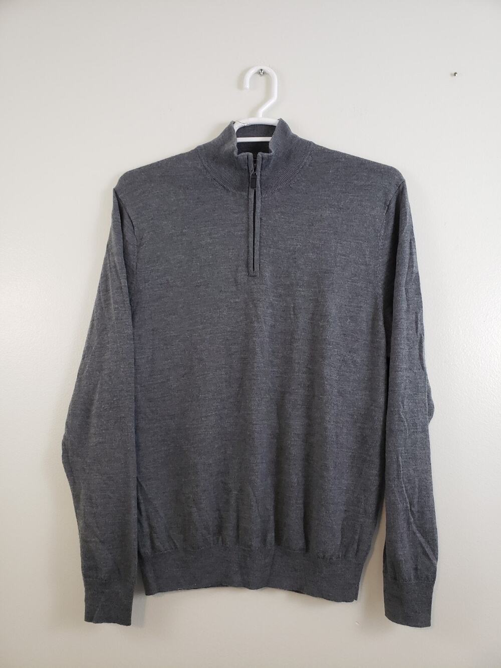 Jos. A. Bank Traveler Merino Wool Zip Sweater Mens Size XL Gray Lightweight